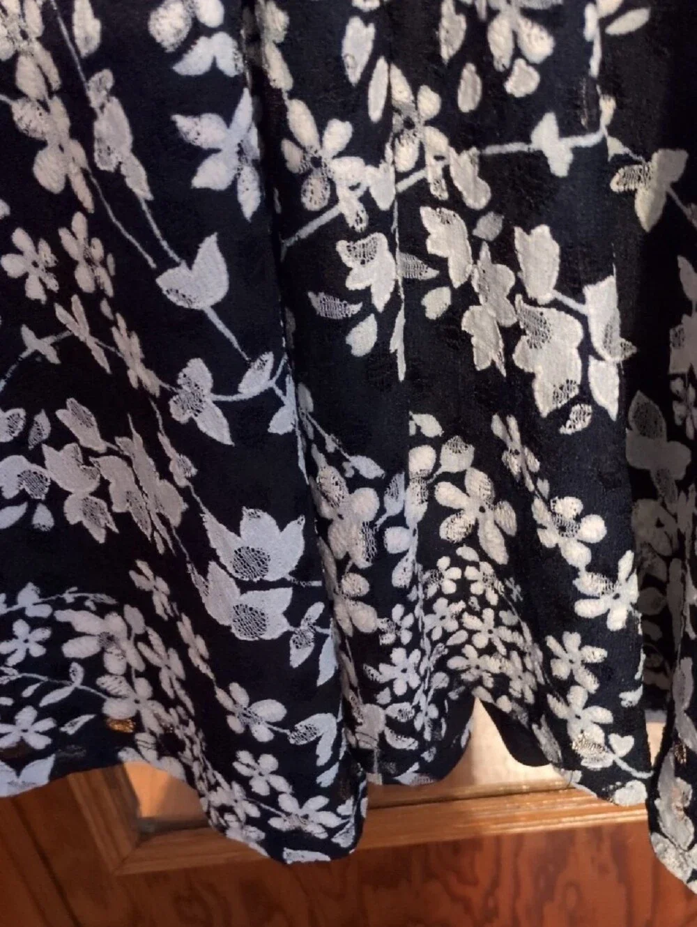 Tommy Hilfiger Black Midi Dress with White Floral Pattern